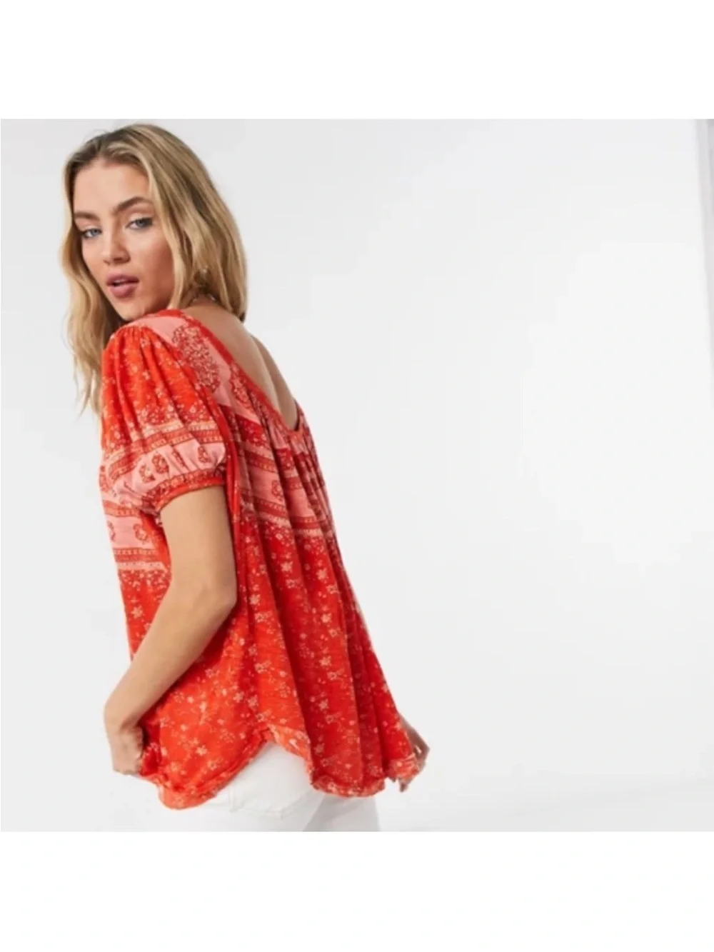 Free People paisley print red top